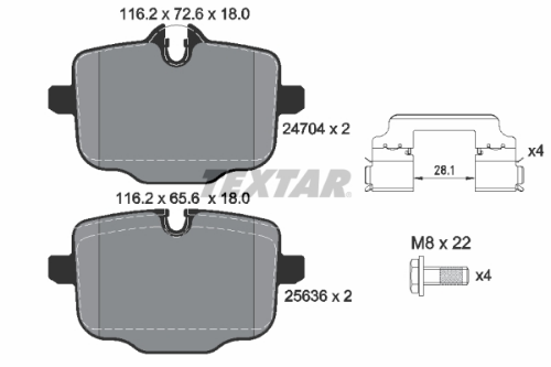 TEXTAR 2470401 Fren Sistemleri Fren Balatası - BMW 7 (G11, G12) uyumlu