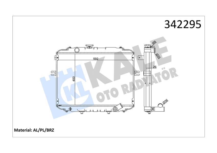 KALE OTO RADYATÖR 342295 Soğutma Sistemi Su Soğutucu & Parçaları - HYUNDAI H100 Platform şasi uyumlu