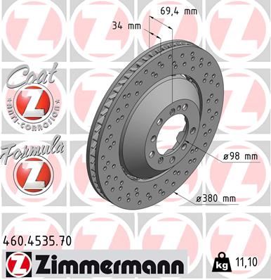 ZIMMERMANN 460.4535.70 Fren Sistemleri Fren Diski - PORSCHE CAYMAN (981) uyumlu