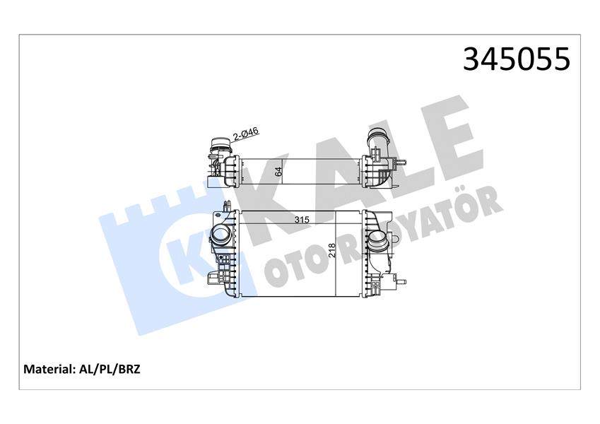 KALE OTO RADYATÖR 345055 Motor Turbo Radyatörü - OPEL MERIVA B MPV (S10) uyumlu