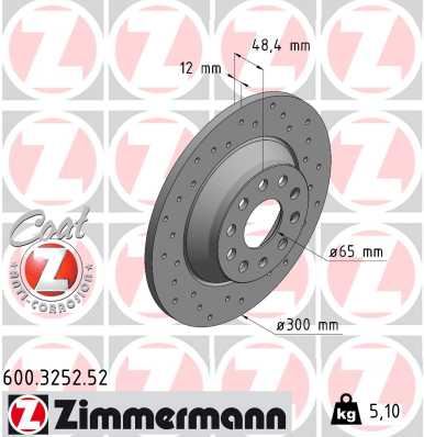 ZIMMERMANN 600.3252.52 Fren Sistemleri Fren Diski - VW GOLF VII (5G1, BQ1, BE1, BE2) uyumlu