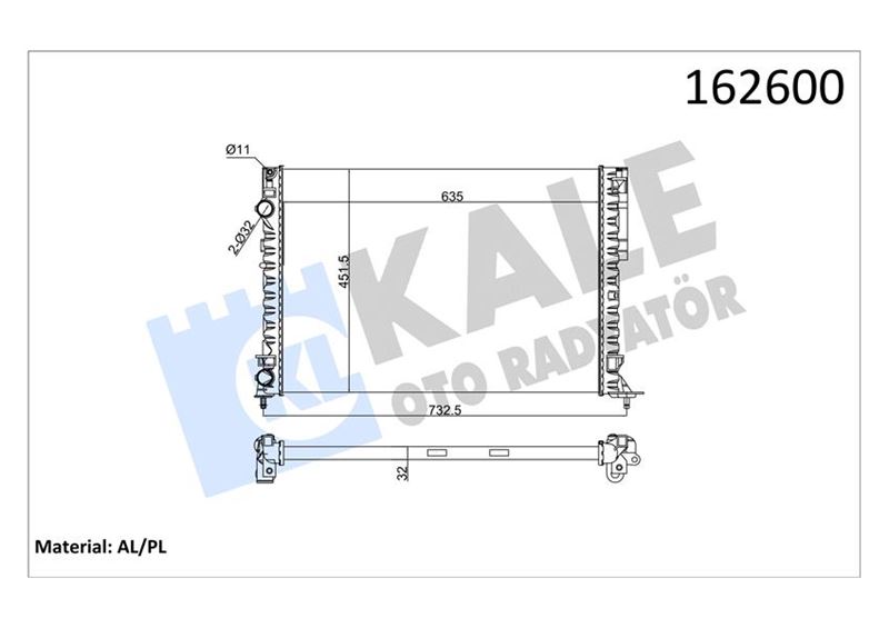 Su Radyatörü - KALE OTO RADYATÖR - 0550502AL Ürün Görseli