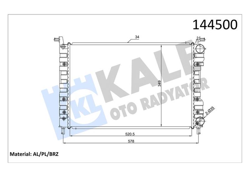 Su Radyatörü - KALE OTO RADYATÖR - 0126231AB Ürün Görseli