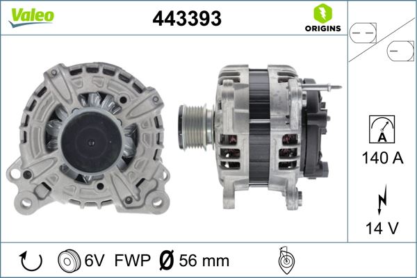 VALEO 443393 Elektrik Sistemi Alternatör - SKODA RAPID Spaceback (NH1) uyumlu