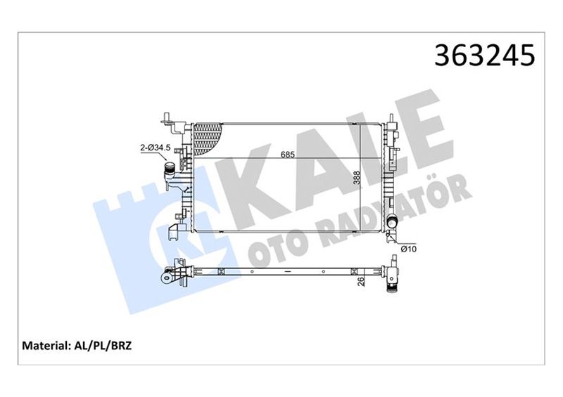 KALE OTO RADYATÖR 363245 Soğutma Sistemi Su Soğutucu & Parçaları - DACIA DUSTER (HS_) uyumlu