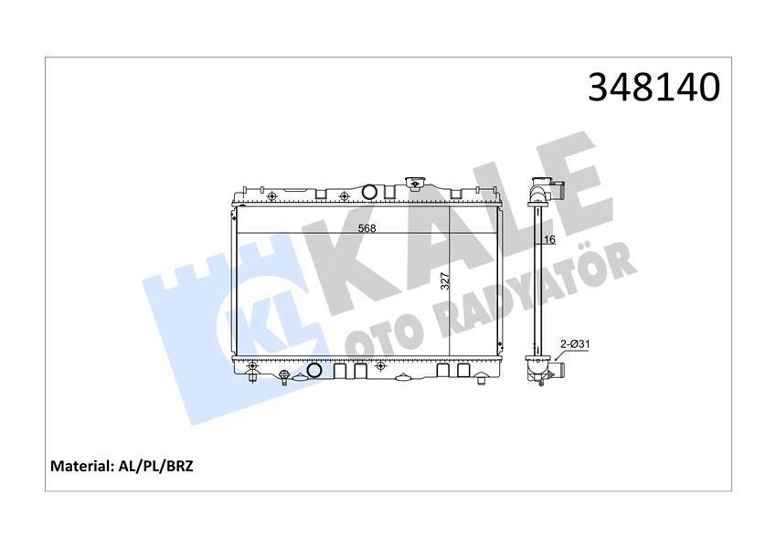 KALE OTO RADYATÖR 348140 Soğutma Sistemi Su Soğutucu & Parçaları - TOYOTA COROLLA (_E9_) uyumlu