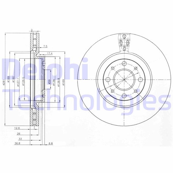DELPHI BG3699 Fren Sistemleri Fren Diski - FIAT BRAVO II (198_) uyumlu