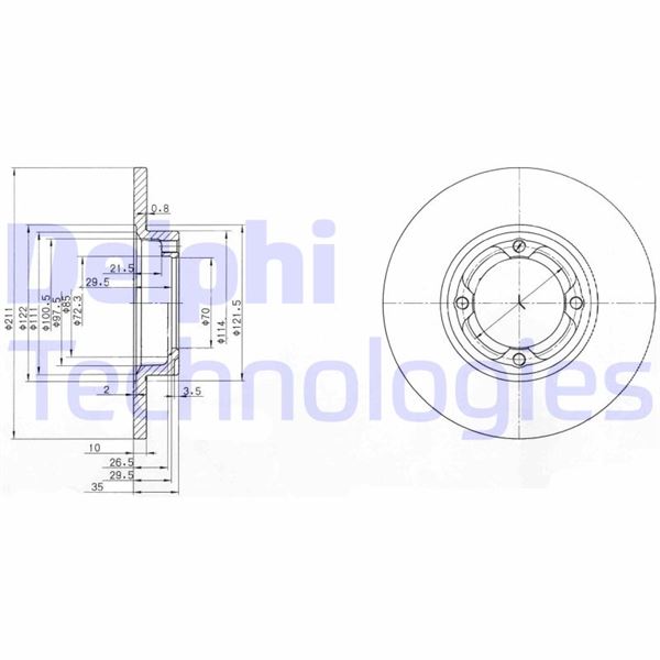 DELPHI BG2533 Fren Sistemleri Fren Diski - DAIHATSU CUORE II (L80, L81) uyumlu