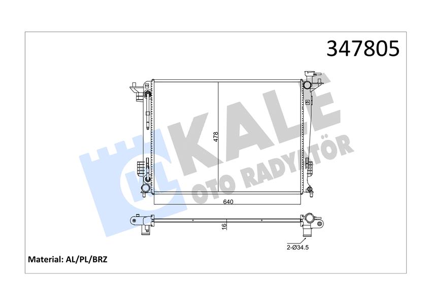 KALE OTO RADYATÖR 347805 Soğutma Sistemi Su Soğutucu & Parçaları - HYUNDAI ix35 (LM, EL, ELH) uyumlu