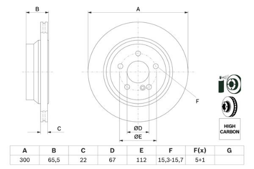 BOSCH 0 986 479 042 Fren Sistemleri Fren Diski - MERCEDES-BENZ CLS (C218) uyumlu