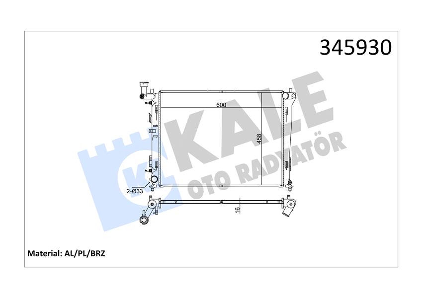 KALE OTO RADYATÖR 345930 Soğutma Sistemi Su Soğutucu & Parçaları - KIA CEE'D SW (ED) uyumlu