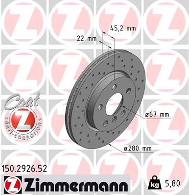 ZIMMERMANN 150.2926.52 Fren Sistemleri Fren Diski - MINI MINI (F56) uyumlu
