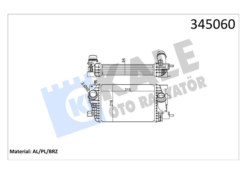 KALE OTO RADYATÖR 345060 Motor Turbo Radyatörü - OPEL MERIVA B MPV (S10) uyumlu
