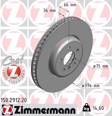 ZIMMERMANN 150.2912.20 Fren Sistemleri Fren Diski - BMW 7 (F01, F02, F03, F04) uyumlu