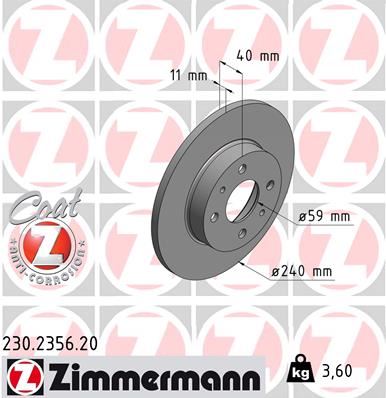 ZIMMERMANN 230.2356.20 Fren Sistemleri Fren Diski - ALFA ROMEO 155 (167_) uyumlu