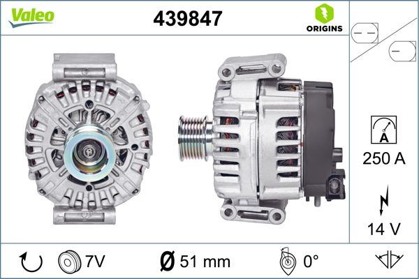 VALEO 439847 Elektrik Sistemi Alternatör - MERCEDES-BENZ SPRINTER 3,5-t Minibüs/Otobüs (B906) uyumlu