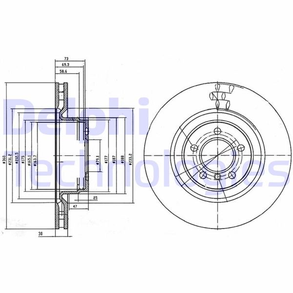 DELPHI BG9009C Fren Sistemleri Fren Diski - LAND ROVER RANGE ROVER III (L322) uyumlu
