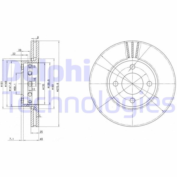 DELPHI BG2748 Fren Sistemleri Fren Diski - AUDI COUPE B3 (89, 8B3) uyumlu