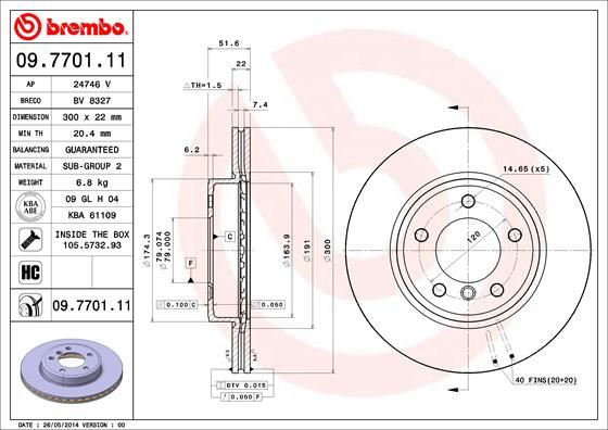 BREMBO 09.7701.11 Fren Sistemleri Fren Diski - BMW 3 (E46) uyumlu