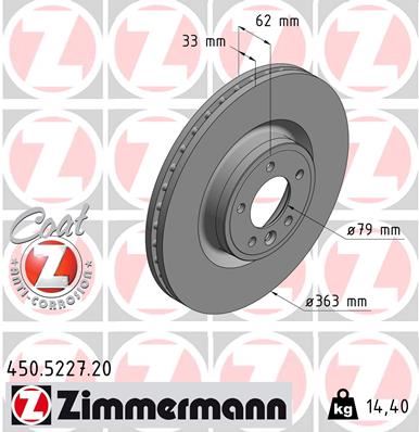 ZIMMERMANN 450.5227.20 Fren Sistemleri Fren Diski - LAND ROVER RANGE ROVER IV (L405) uyumlu