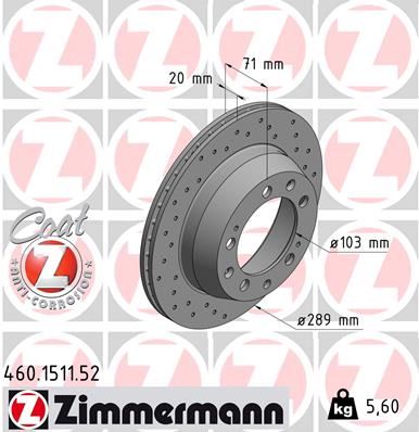 ZIMMERMANN 460.1511.52 Fren Sistemleri Fren Diski - PORSCHE 924 uyumlu