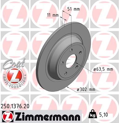 ZIMMERMANN 250.1376.20 Fren Sistemleri Fren Diski - FORD MONDEO V Sedan (CD) uyumlu