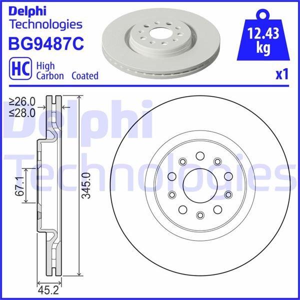 DELPHI BG9487C Fren Sistemleri Fren Diski - MASERATI GHIBLI III (M157) uyumlu