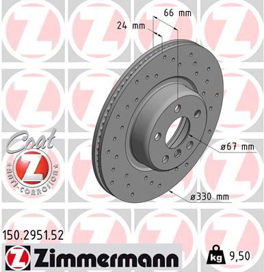 ZIMMERMANN 150.2951.52 Fren Sistemleri Fren Diski - BMW X3 (G01, F97, G08) uyumlu
