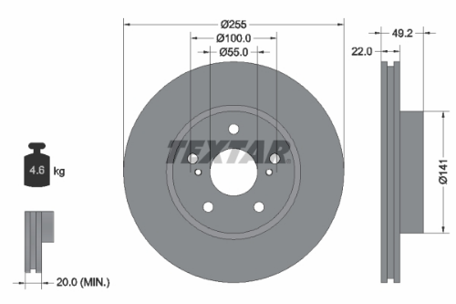 TEXTAR 92179503 Fren Sistemleri Fren Diski - TOYOTA AVENSIS Sedan (_T27_) uyumlu