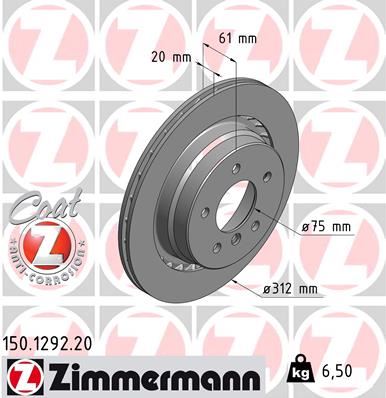 ZIMMERMANN 150.1292.20 Fren Sistemleri Fren Diski - BMW 3 Coupe (E36) uyumlu