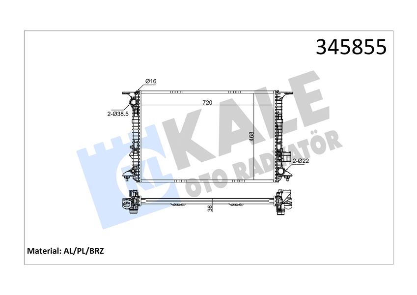 KALE OTO RADYATÖR 345855 Soğutma Sistemi Su Soğutucu & Parçaları - AUDI A8 D4 (4H2, 4H8, 4HC, 4HL) uyumlu