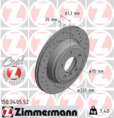 ZIMMERMANN 150.3405.52 Fren Sistemleri Fren Diski - BMW 5 (E60) uyumlu