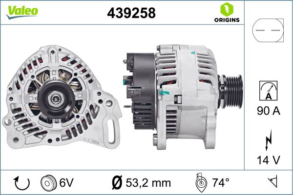VALEO 439258 Elektrik Sistemi Alternatör - VW TRANSPORTER T4 Panelvan/Van (70A, 70H, 7DA, 7DH) uyumlu