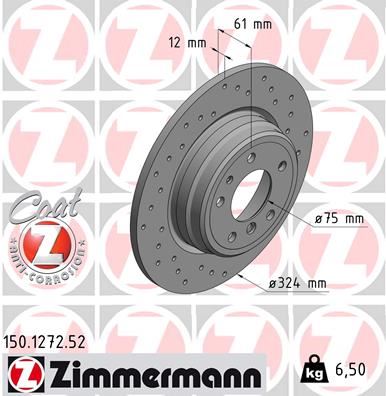 ZIMMERMANN 150.1272.52 Fren Sistemleri Fren Diski - BMW 8 (E31) uyumlu