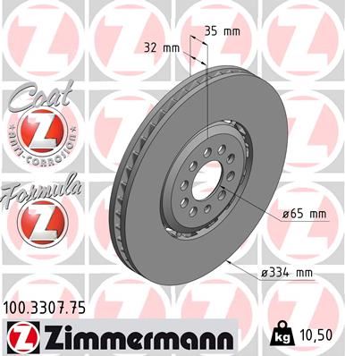 ZIMMERMANN 100.3307.75 Fren Sistemleri Fren Diski - VW GOLF IV (1J1) uyumlu