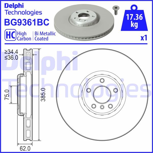 DELPHI BG9361BC Fren Sistemleri Fren Diski - BMW X6 (E71, E72) uyumlu