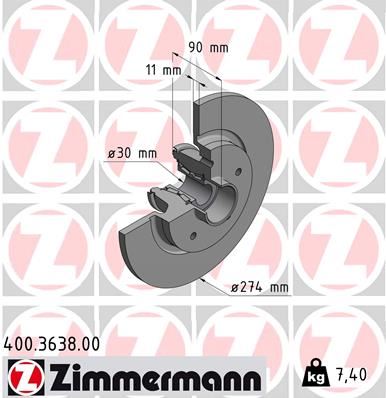 ZIMMERMANN 400.3638.00 Fren Sistemleri Fren Diski - MERCEDES-BENZ CITAN Kasa/büyük limuzin (W415) uyumlu
