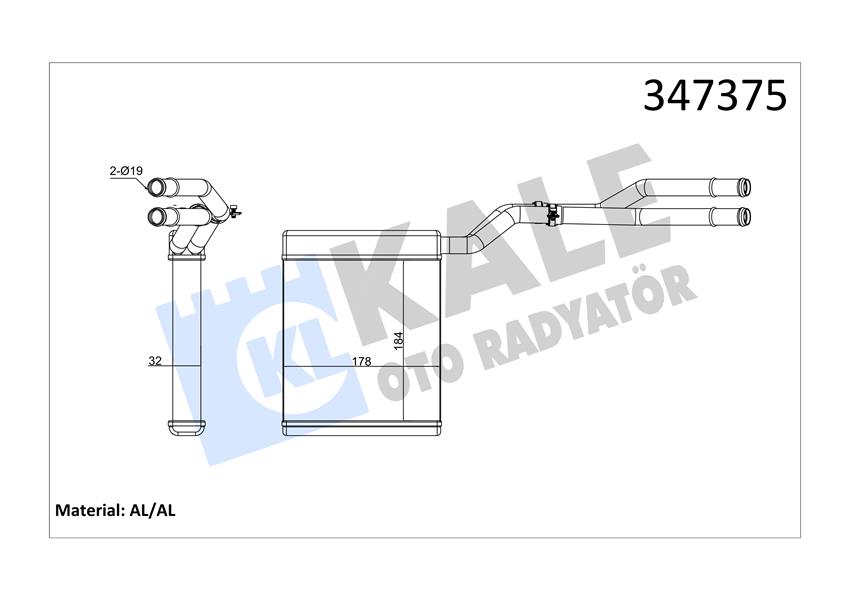 KALE OTO RADYATÖR 347375 İklimlendirme Sistemi İç Mekan Isı Değiştirici - FORD MONDEO IV Turnier (BA7) uyumlu