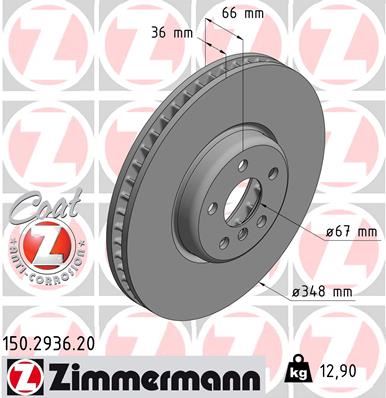 ZIMMERMANN 150.2936.20 Fren Sistemleri Fren Diski - BMW 7 (G11, G12) uyumlu