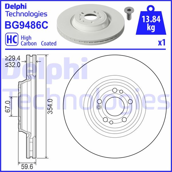 DELPHI BG9486C Fren Sistemleri Fren Diski - MERCEDES-BENZ GLE (V167) uyumlu