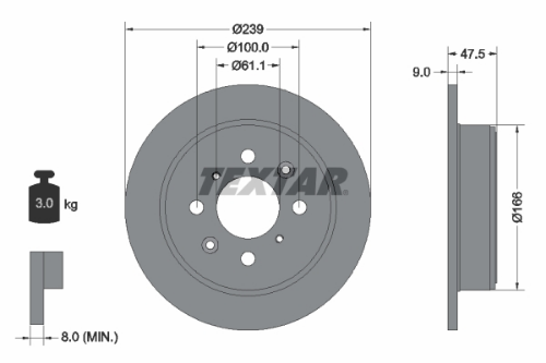 TEXTAR 92077903 Fren Sistemleri Fren Diski - HONDA CRX III (EH, EG) uyumlu
