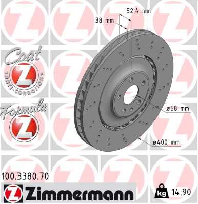 ZIMMERMANN 100.3380.70 Fren Sistemleri Fren Diski - AUDI A7 Sportback (4GA, 4GF) uyumlu