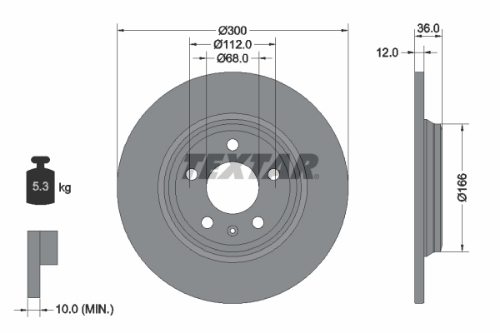 TEXTAR 92282803 Fren Sistemleri Fren Diski - AUDI A4 B9 (8W2, 8WC) uyumlu