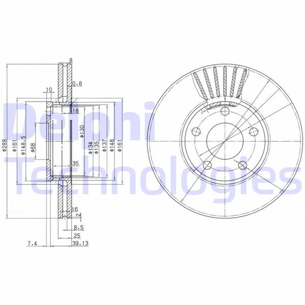 DELPHI BG2745 Fren Sistemleri Fren Diski - AUDI 100 C4 Sedan (4A2) uyumlu