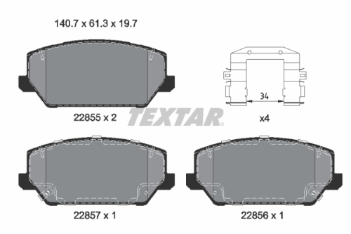 TEXTAR 2285501 Fren Sistemleri Fren Balatası - KIA OPTIMA Sportswagon (JF) uyumlu
