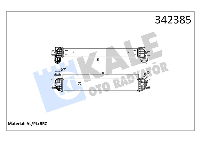KALE OTO RADYATÖR 342385 Motor Turbo Radyatörü - RENAULT LATITUDE (L70_) uyumlu
