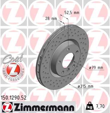 ZIMMERMANN 150.1290.52 Fren Sistemleri Fren Diski - BMW 3 Coupe (E36) uyumlu
