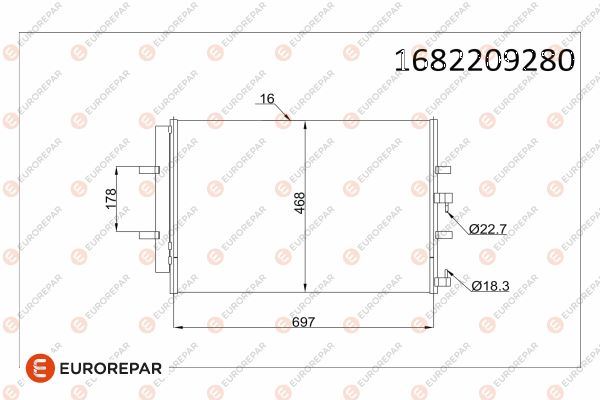 EUROREPAR 1682209280 İklimlendirme Sistemi Klima Radyatörü - FORD TOURNEO CUSTOM V362 Minibüs/Otobüs (F3) uyumlu