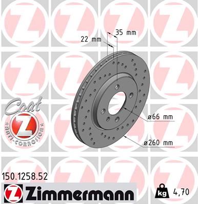 ZIMMERMANN 150.1258.52 Fren Sistemleri Fren Diski - BMW 3 (E30) uyumlu