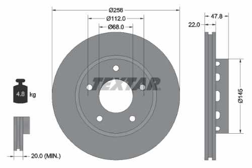 TEXTAR 92174205 Fren Sistemleri Fren Diski - AUDI A4 B5 (8D2) uyumlu